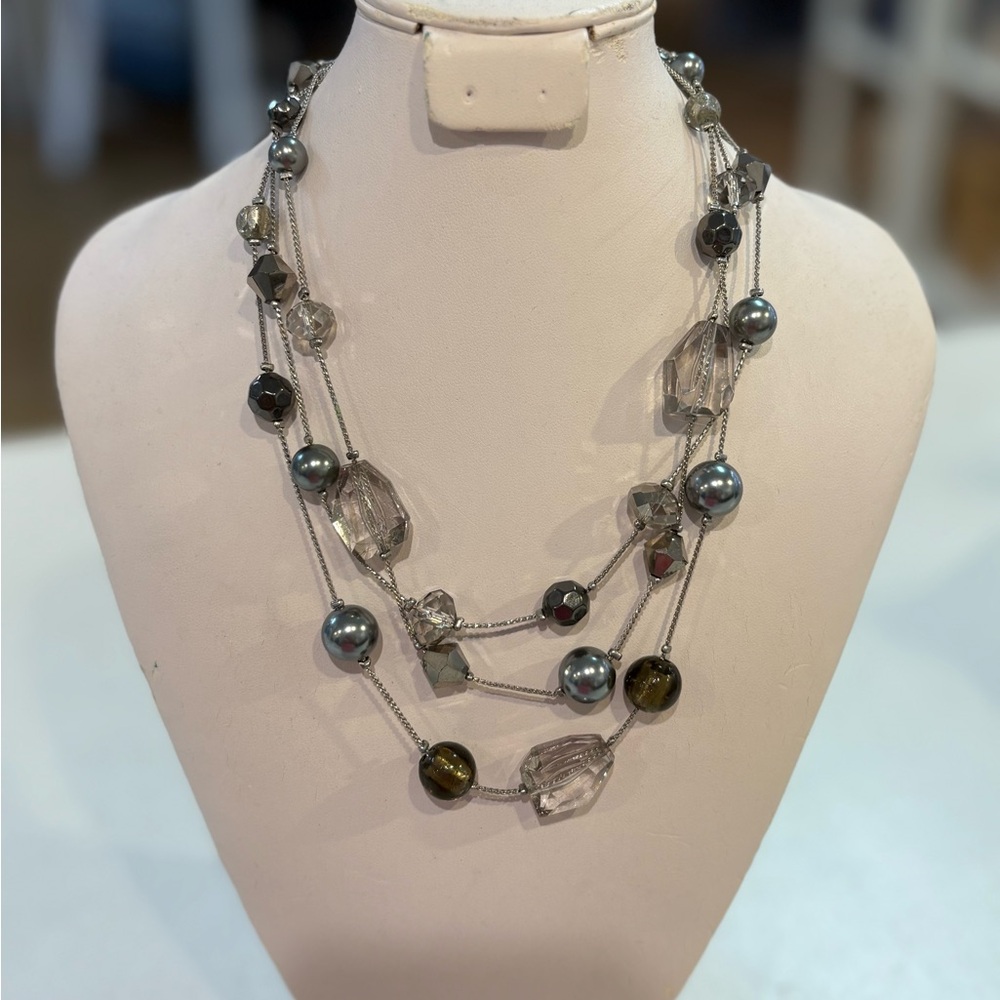 Silver and Black Beaded Necklace